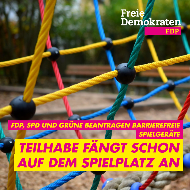 Teilhabe fängt schon auf dem Spielplatz an -  FDP, SPD und GRÜNE beantragen barrierefreie Spielgeräte        